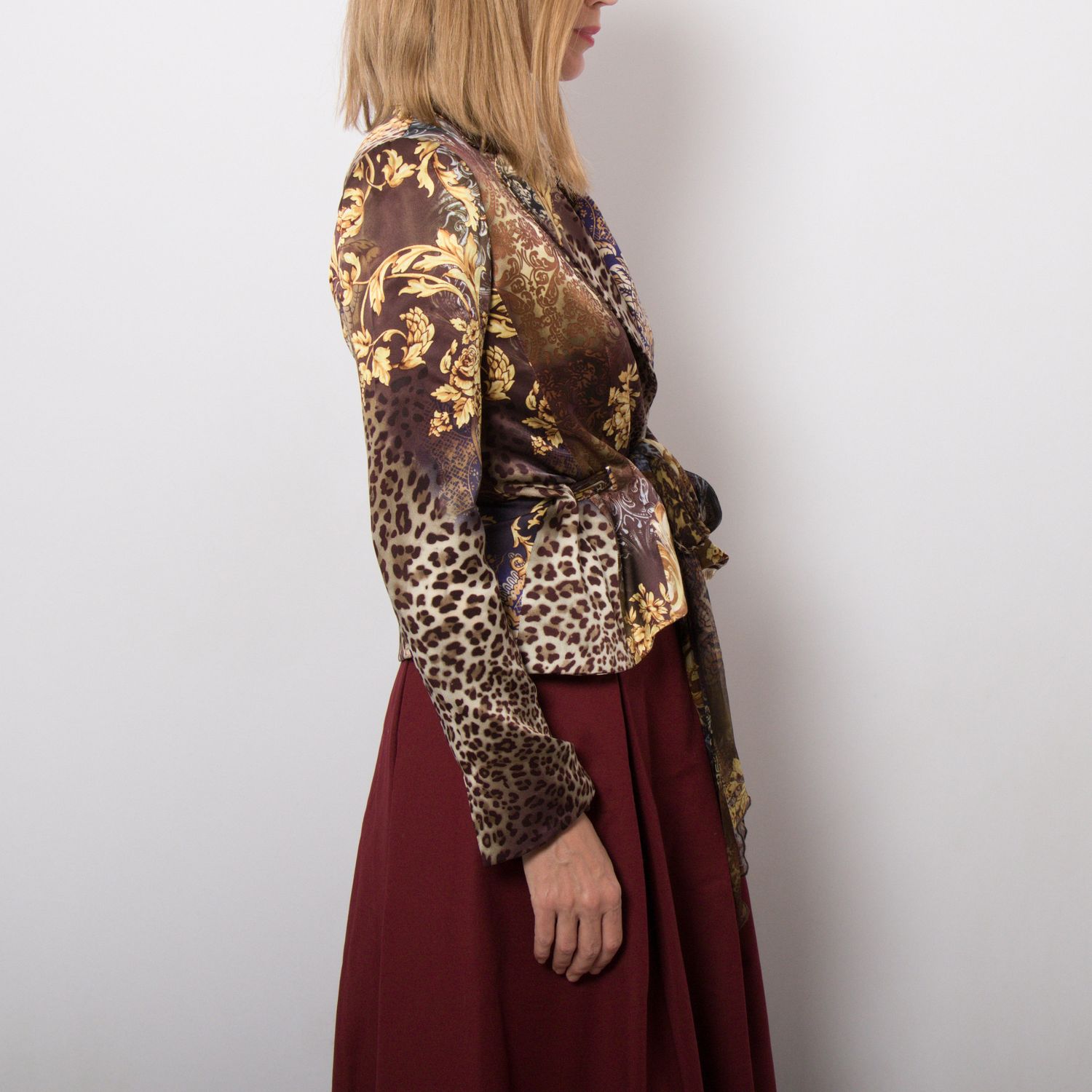 RARE Alberto Makali Satin Silk Blazer Baroque Leopard Print Made in USA Luxe Statement Jacket Size M Gift for Wife Girlfriend