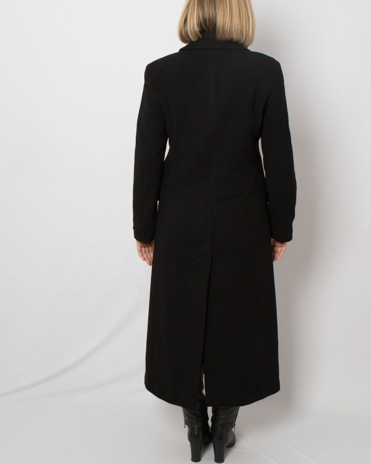 90s Long Black Wool Coat Cashmere Coat Size M Gift for Girlfriend