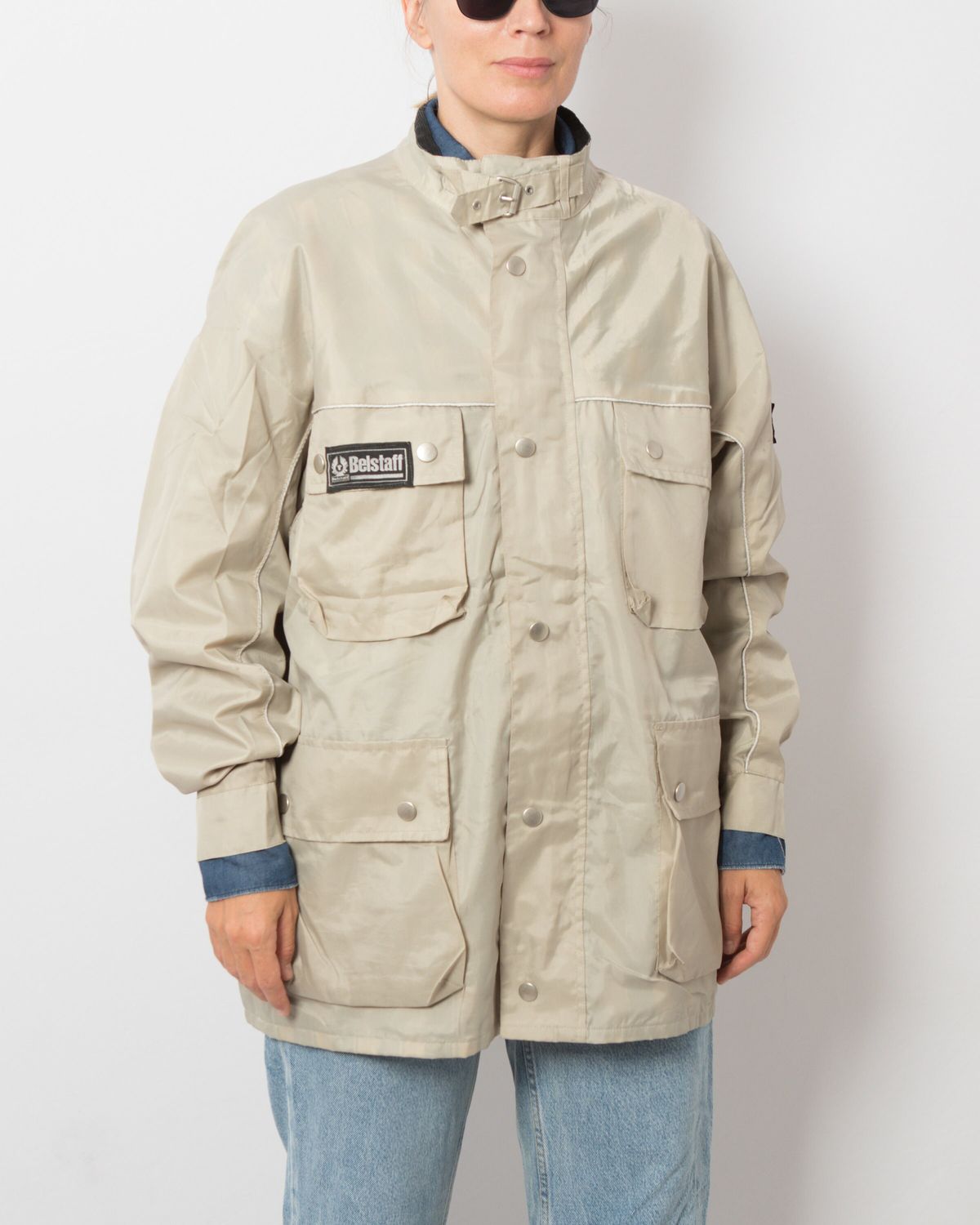 BELSTAFF Jacket Beige Nylon Parka Size L Gift for Boyfriend, Husband Partner Father