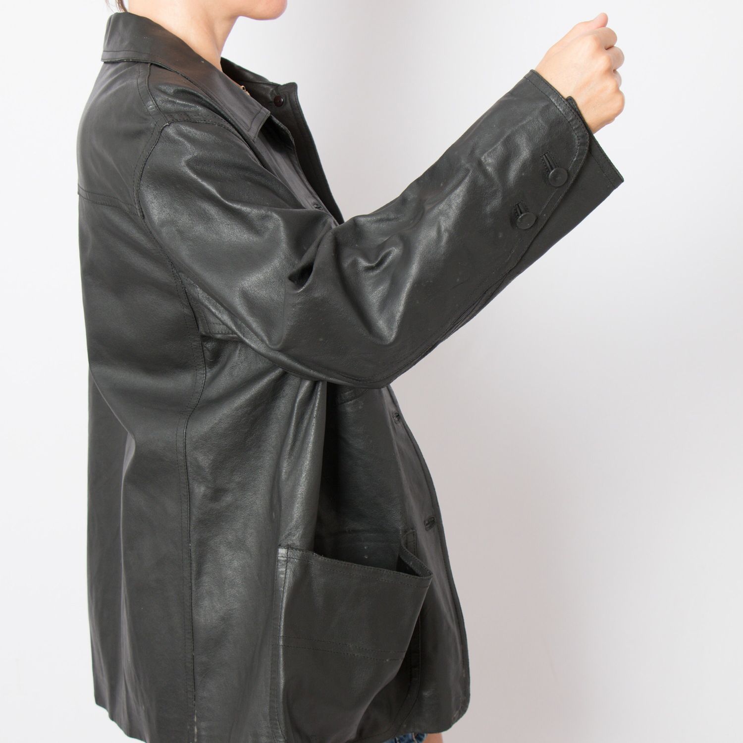 ALBERTA FERRETTI 90s Oversized Leather Jacket Women Large Size Gift