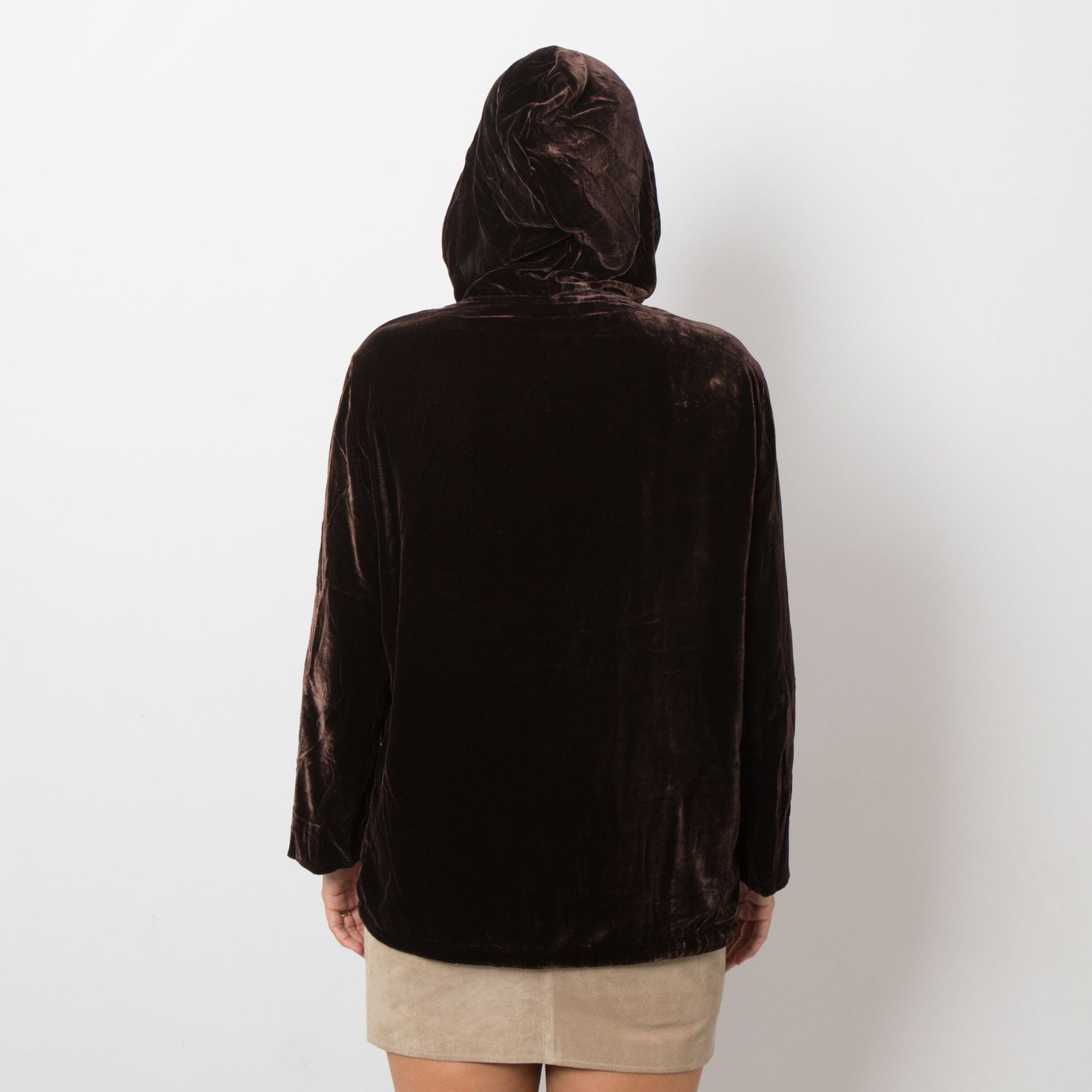 Weekend Max Mara Hooded  Brown Velvet Cardigan Size M Gift for Girlfriend