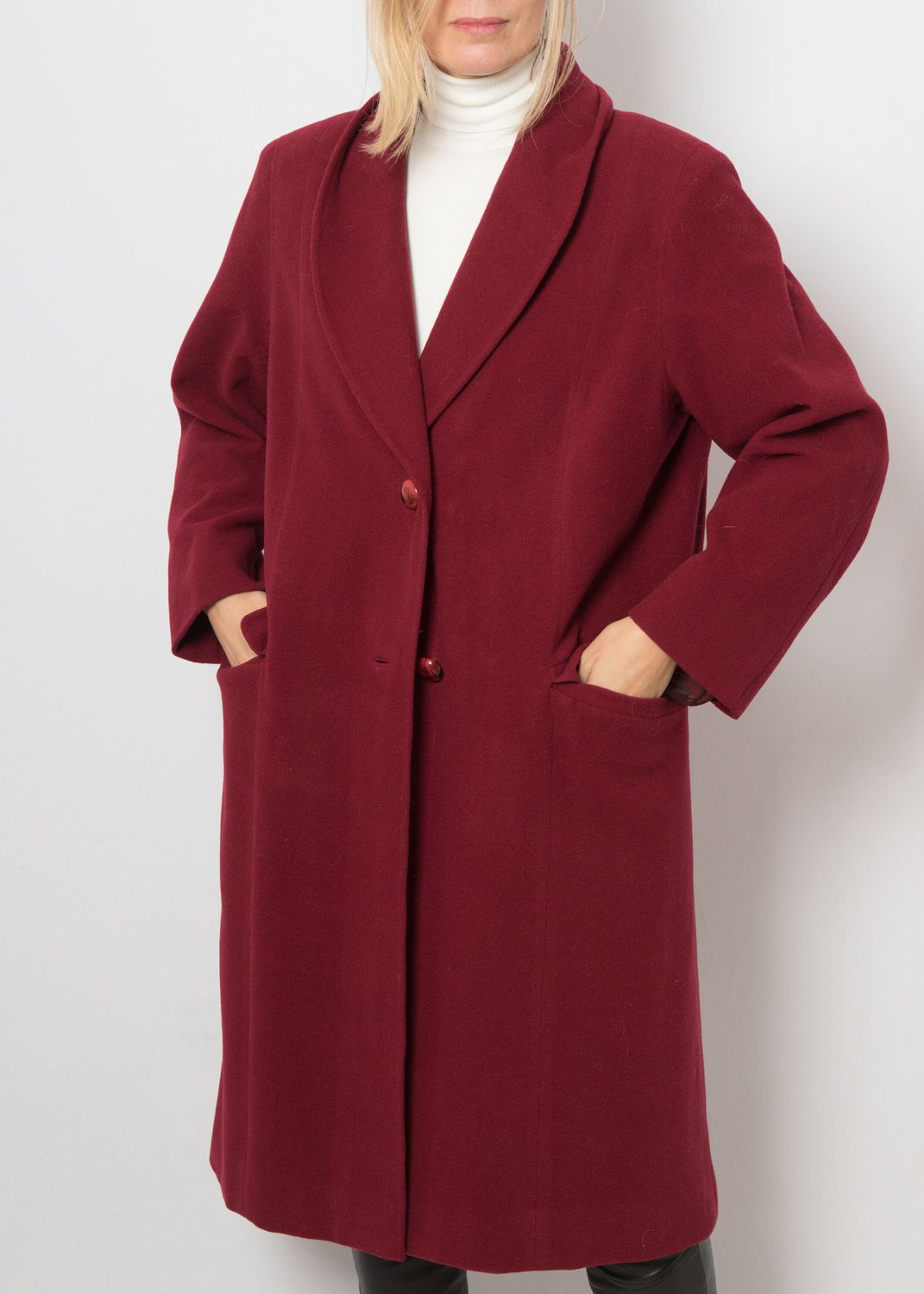 LUXE 90s Carlo Pignatelli Burgundy Wool Coat Size M Gift for Wife