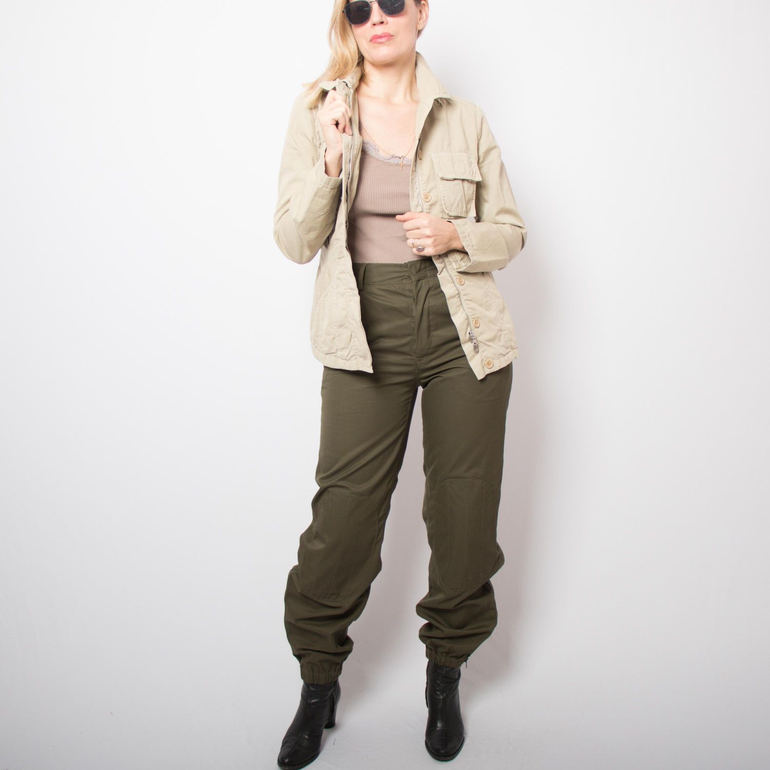 2000s IBLUES Club Beige Workwear Field Jacket Cargo Military Style Safari Jacket Minimalist Neutral Size M Gift for Girlfriend