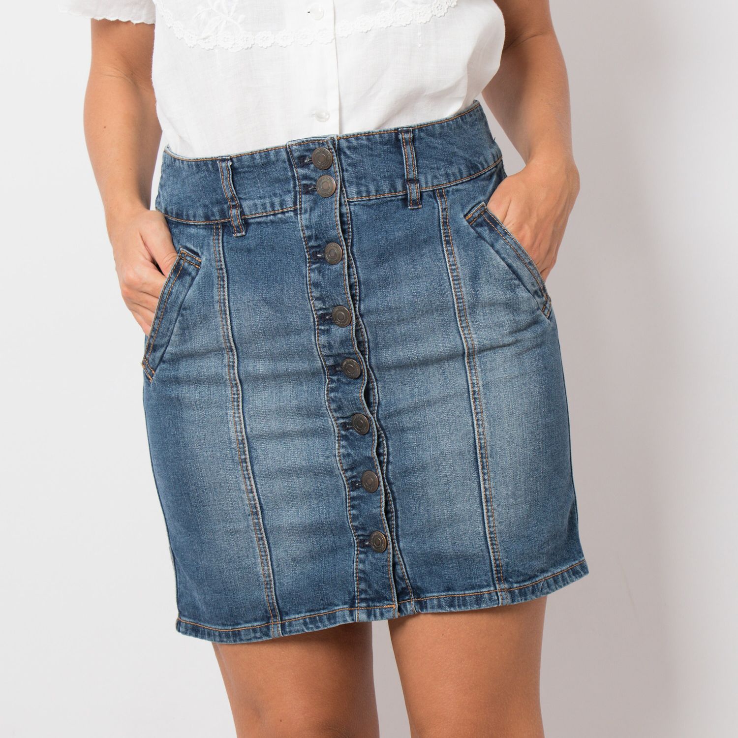 Vintage Mini Denim Skirt Button Down Denim Skirt Jean Skirt Medium Size W 30