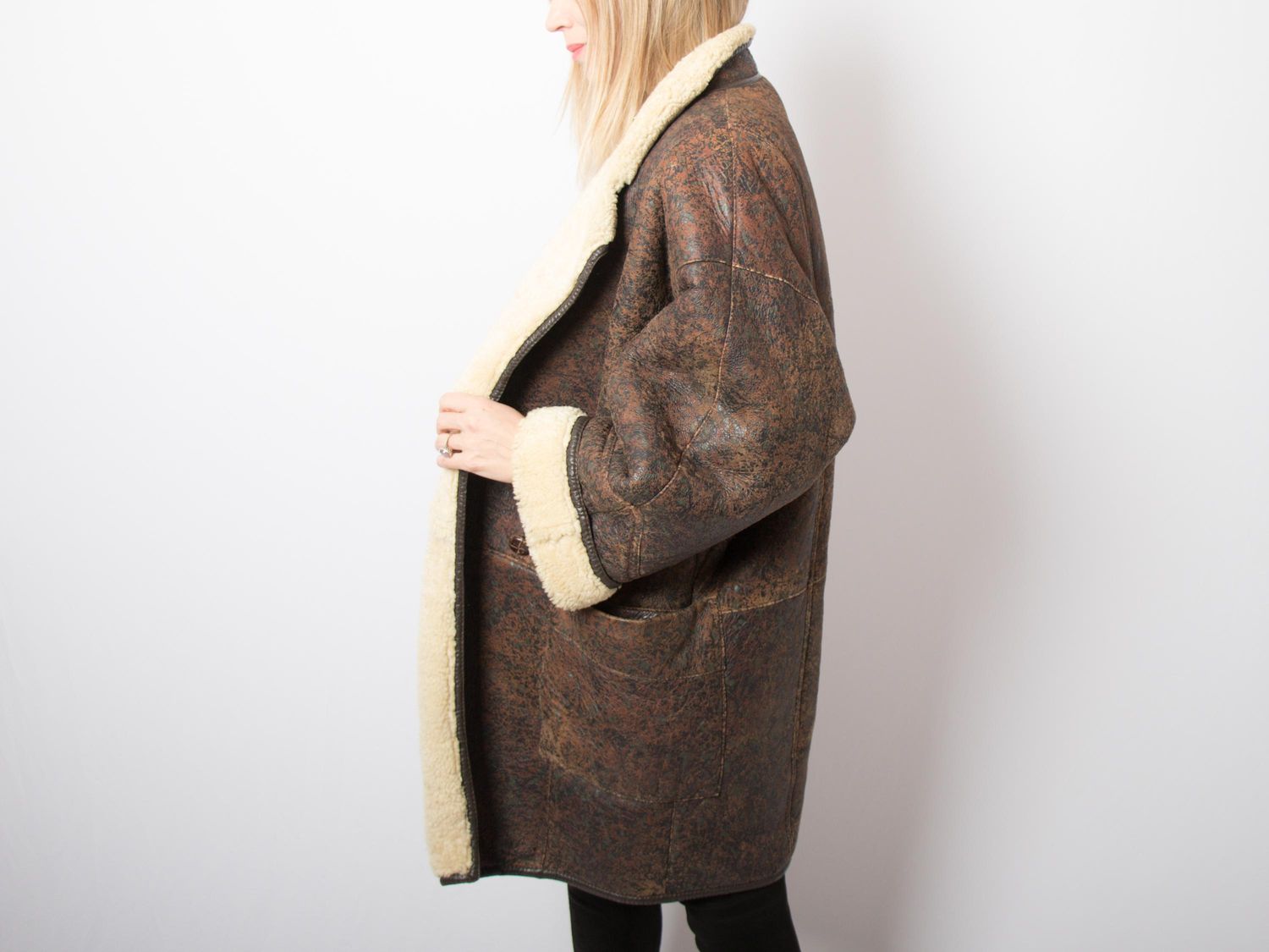 Vintage Shearling Coat Shearling Jacket Size L Gift Idea