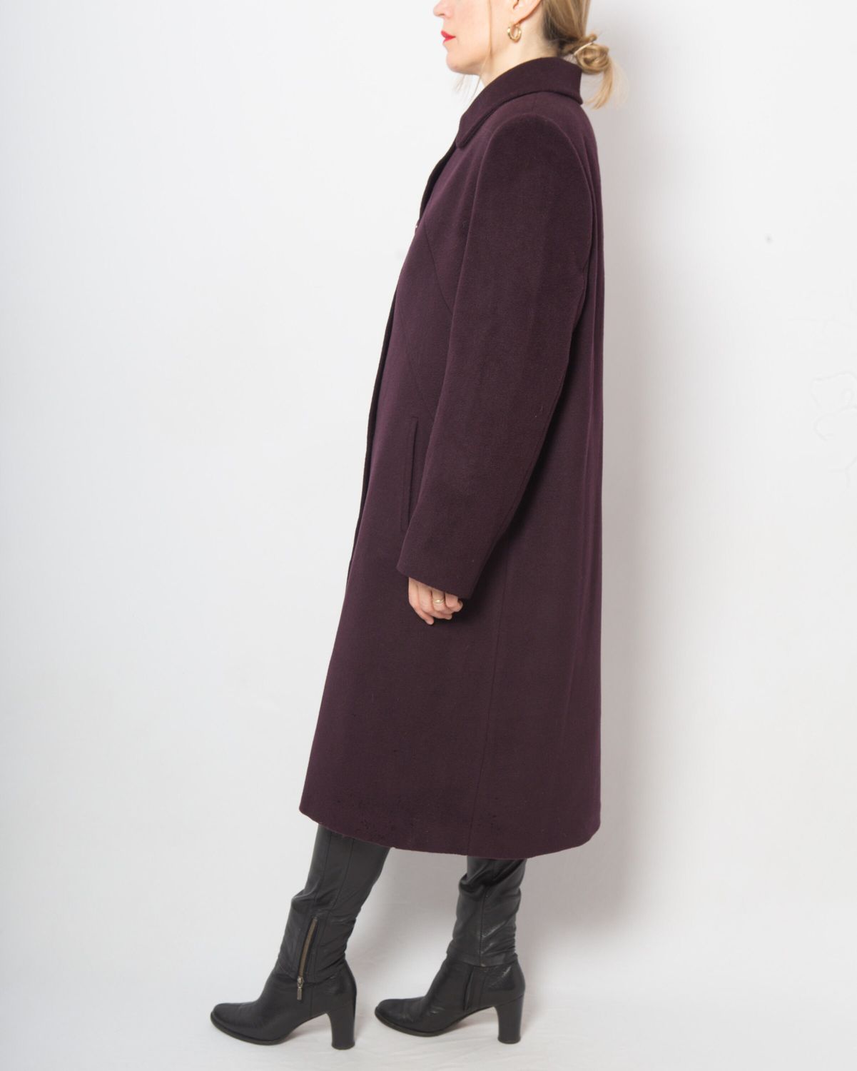 Vintage Long Purple Wool Coat Lux Warm Winter Wool Purple Overcoat Medium Size