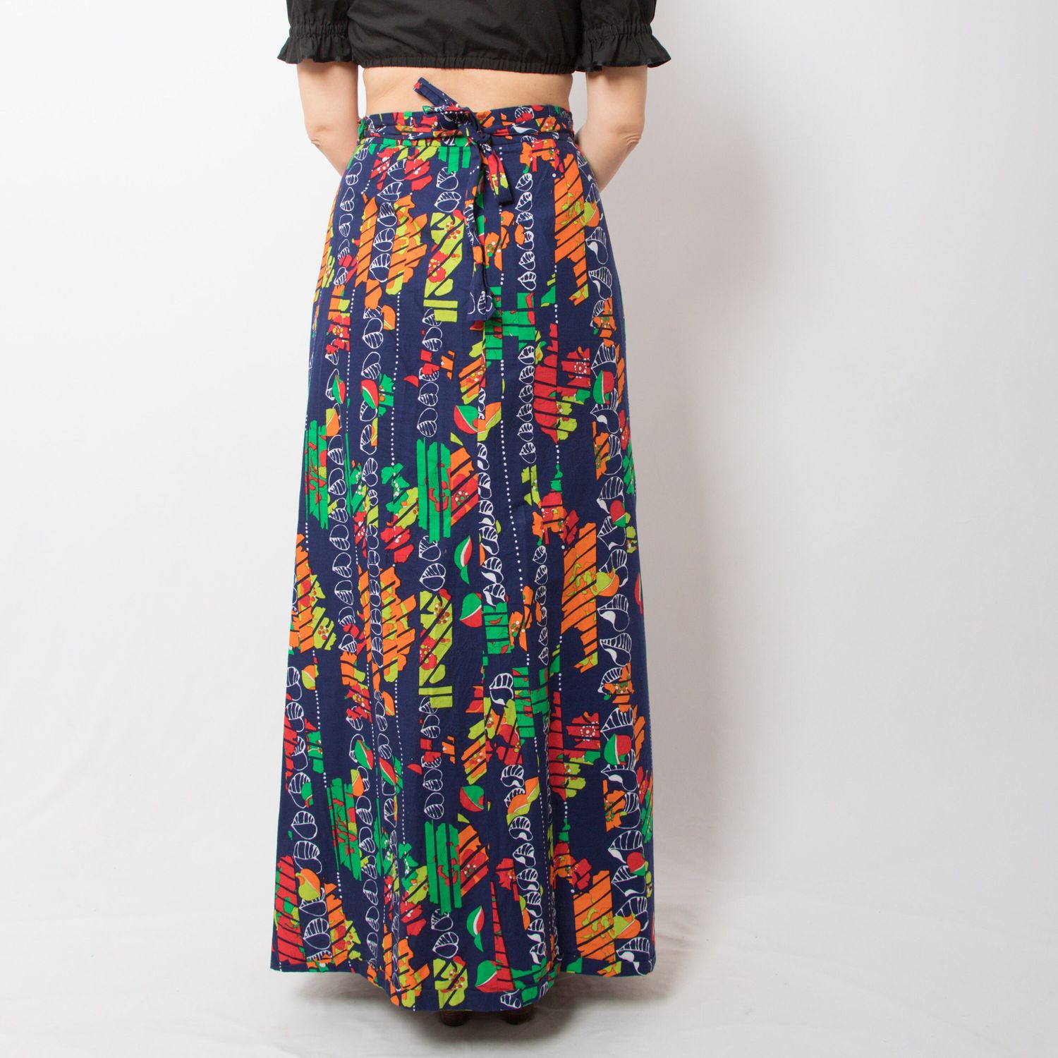 Vintage Wrap Around Skirt Maxi Wrap Skirt One Size best fit M, L Size