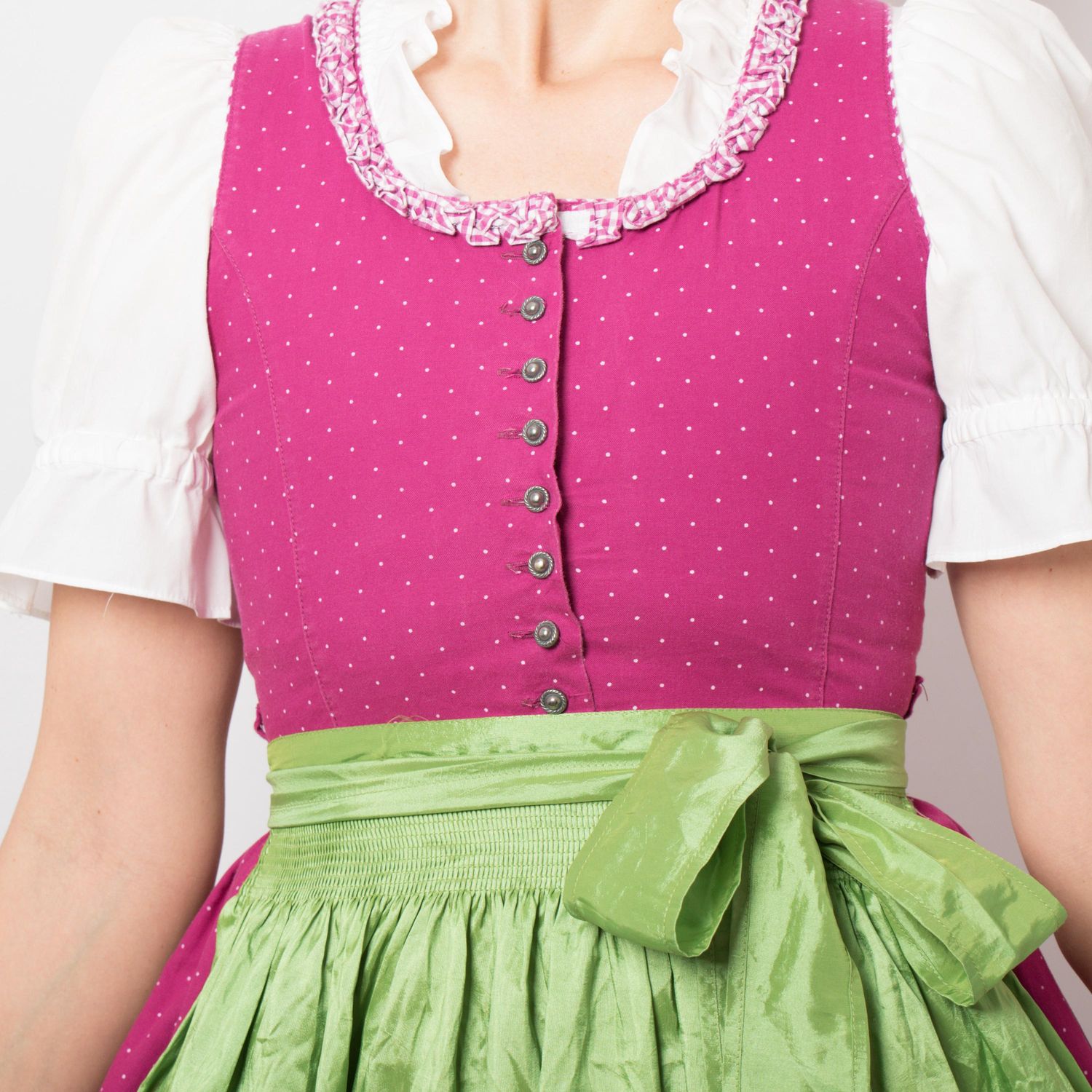 Pink Polka dot Alpen Trachten Dress Bavarian Dress Sarafan Dirndl Dress Oktoberfest Dress Sound of Music Costume XS Size Gift Dirndl Apron