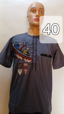 Sample one piece, Grey, male African short sleeve jumper top