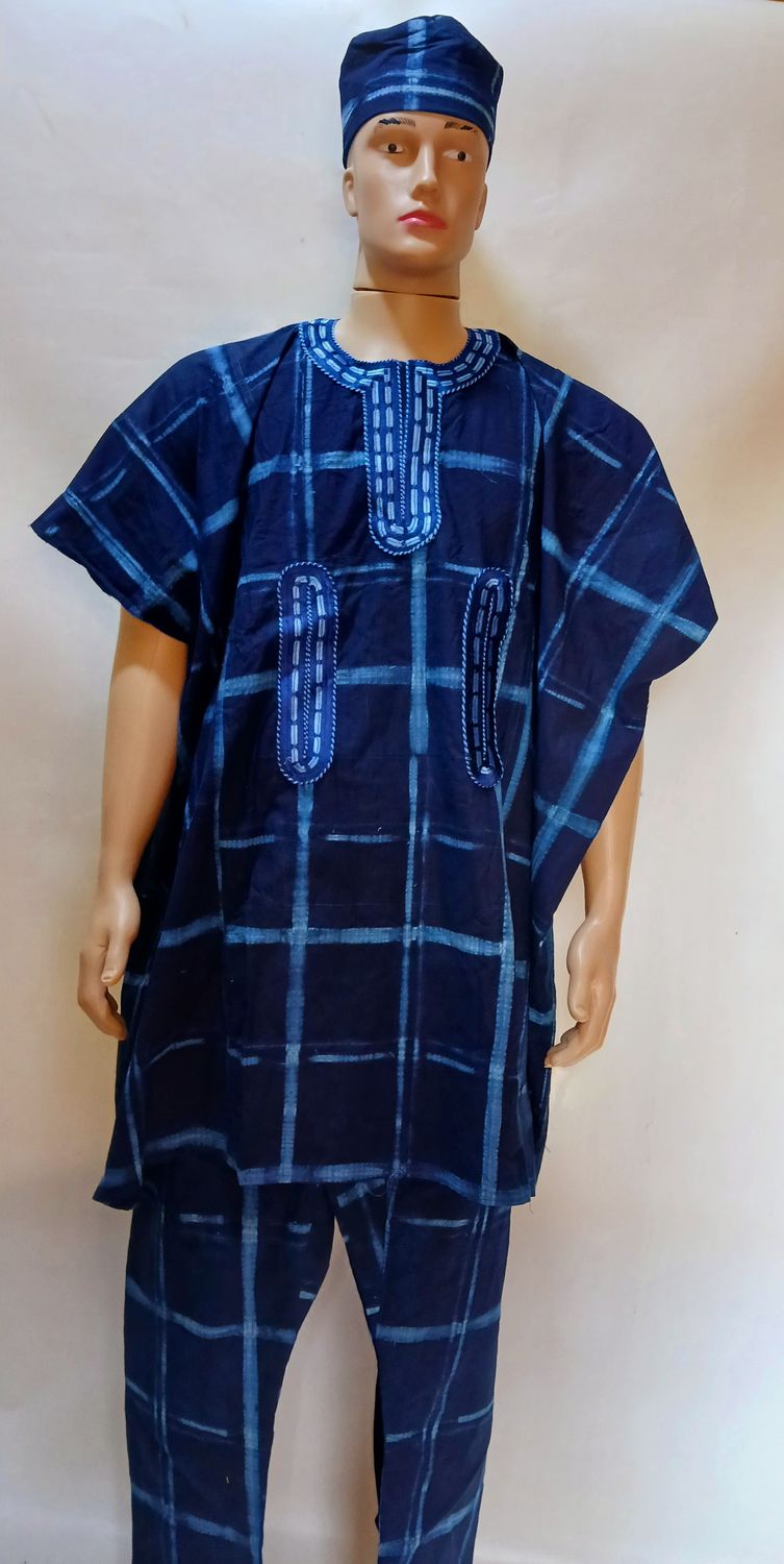 Navy blue,  two piece trouser and top male  African traditional wear