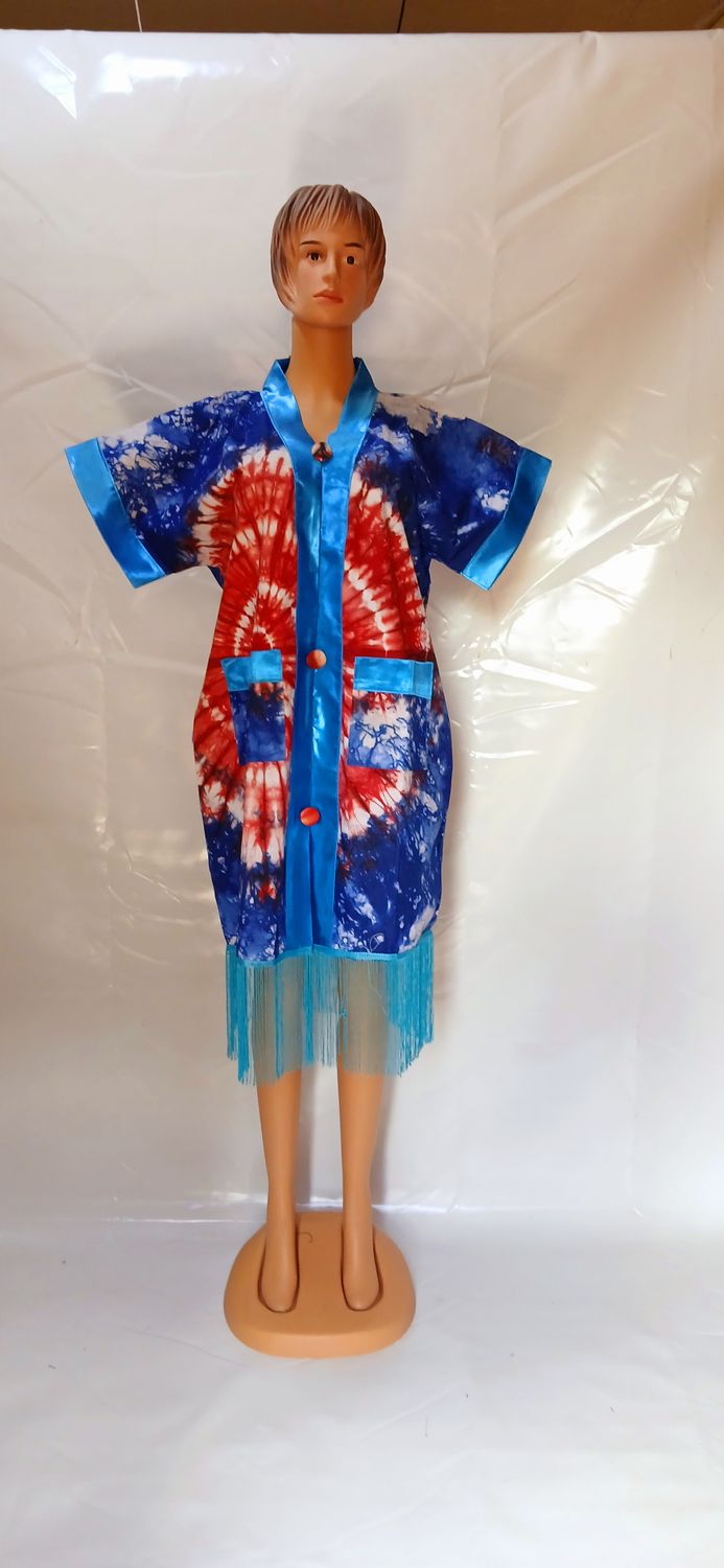 Sample blue and orange female  African short gown