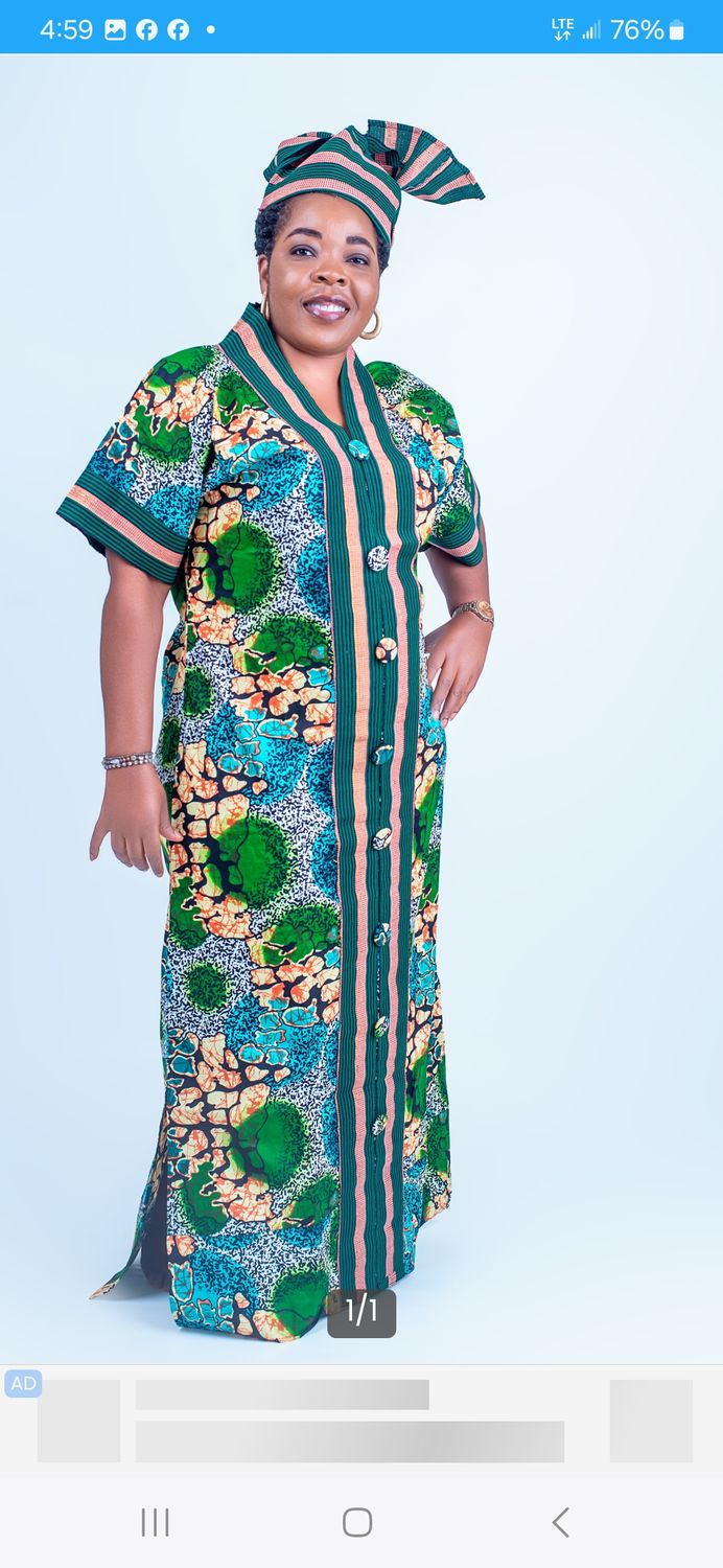 Green, Yellow, Teel multicolored, African long gown