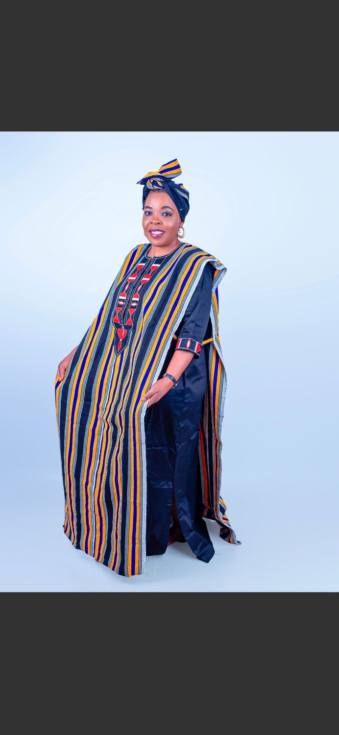 Sample black and yellow female African Traditional wear