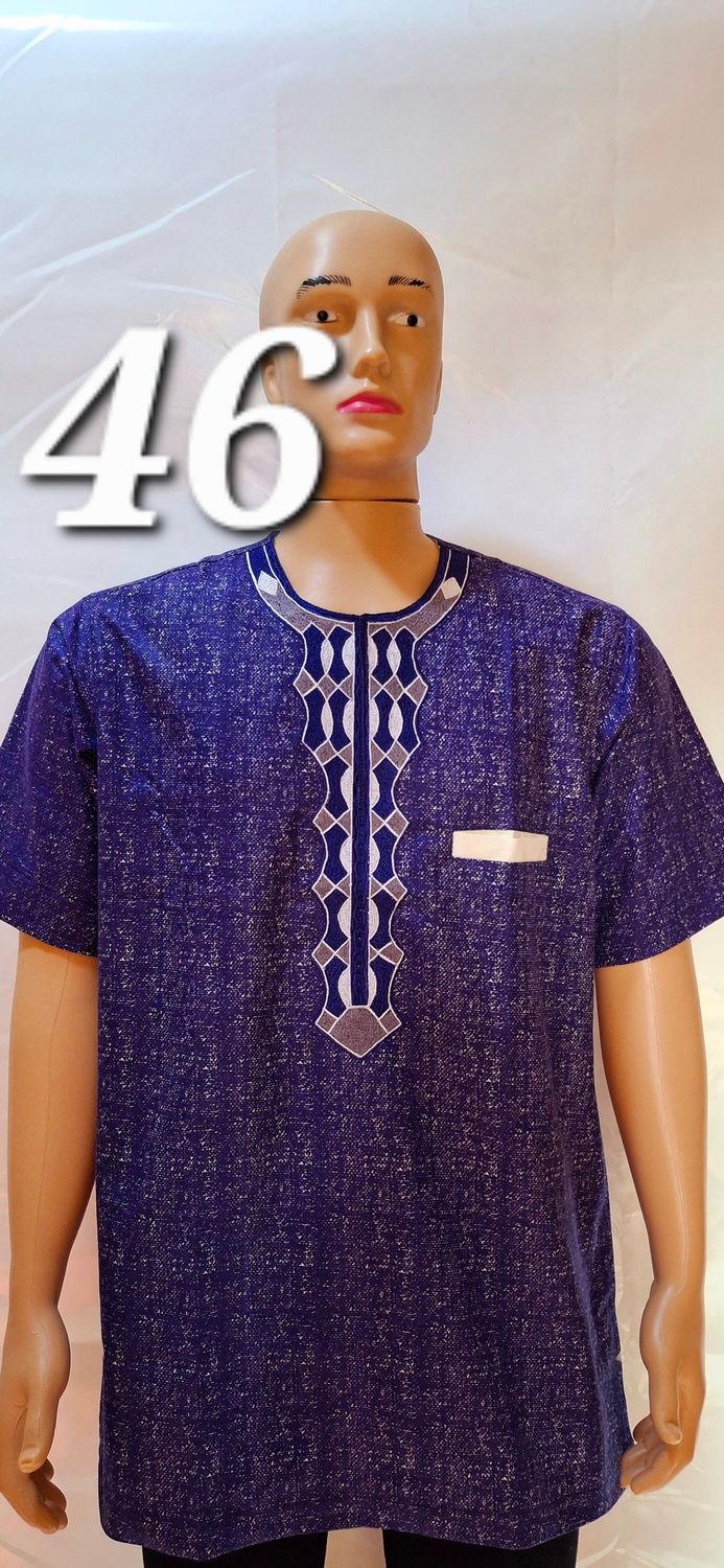 Sample Blue, African male short sleeve jumper shirt