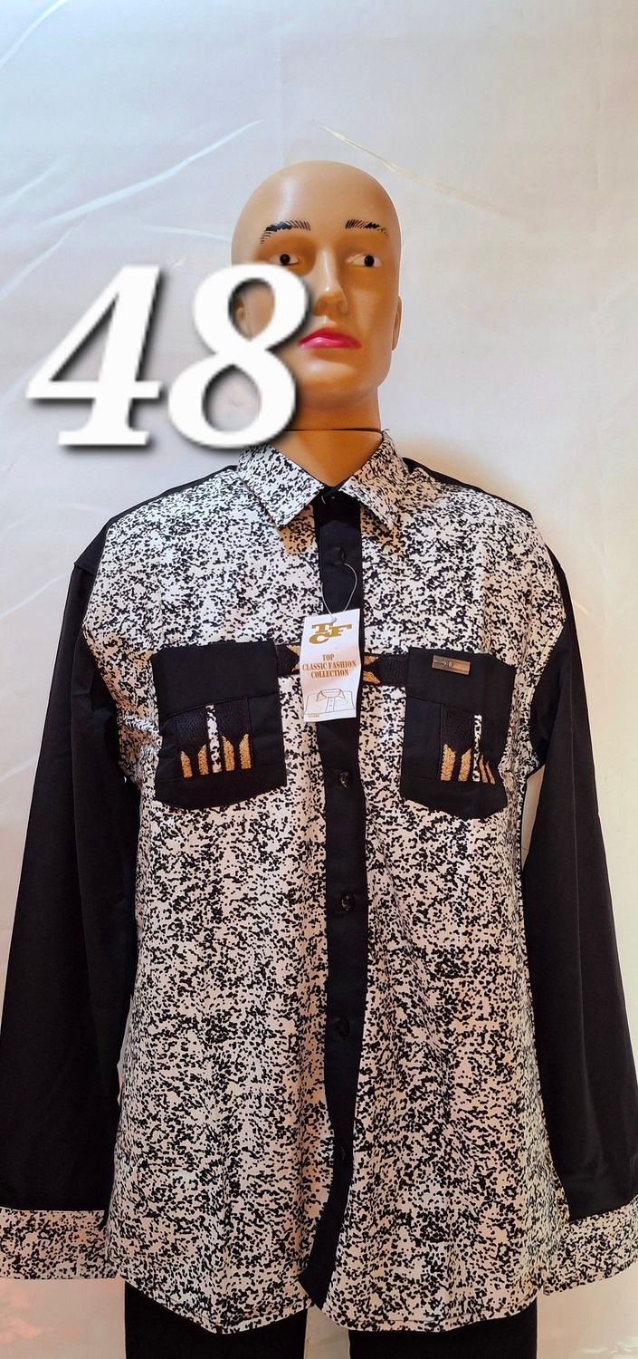 Sample white and black African long sleeve shirt
