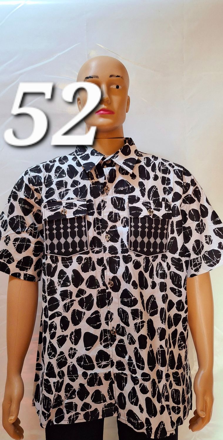 Sample white and black male African short sleeve shirt