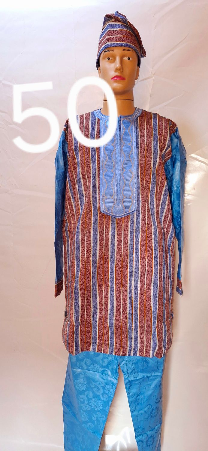 Sample Blue male 2 piece  trouser &amp; Top kita wear.