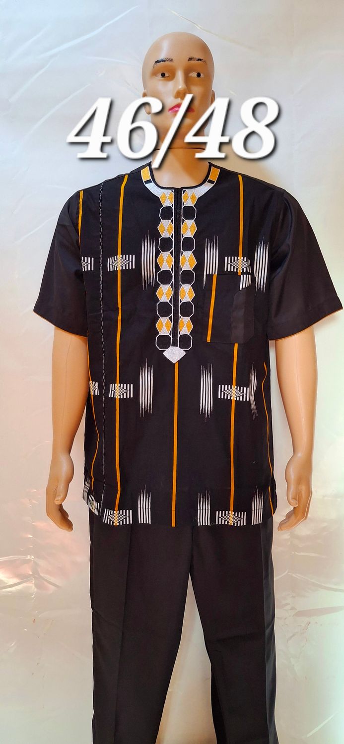 Sample black trouser and top male African wear