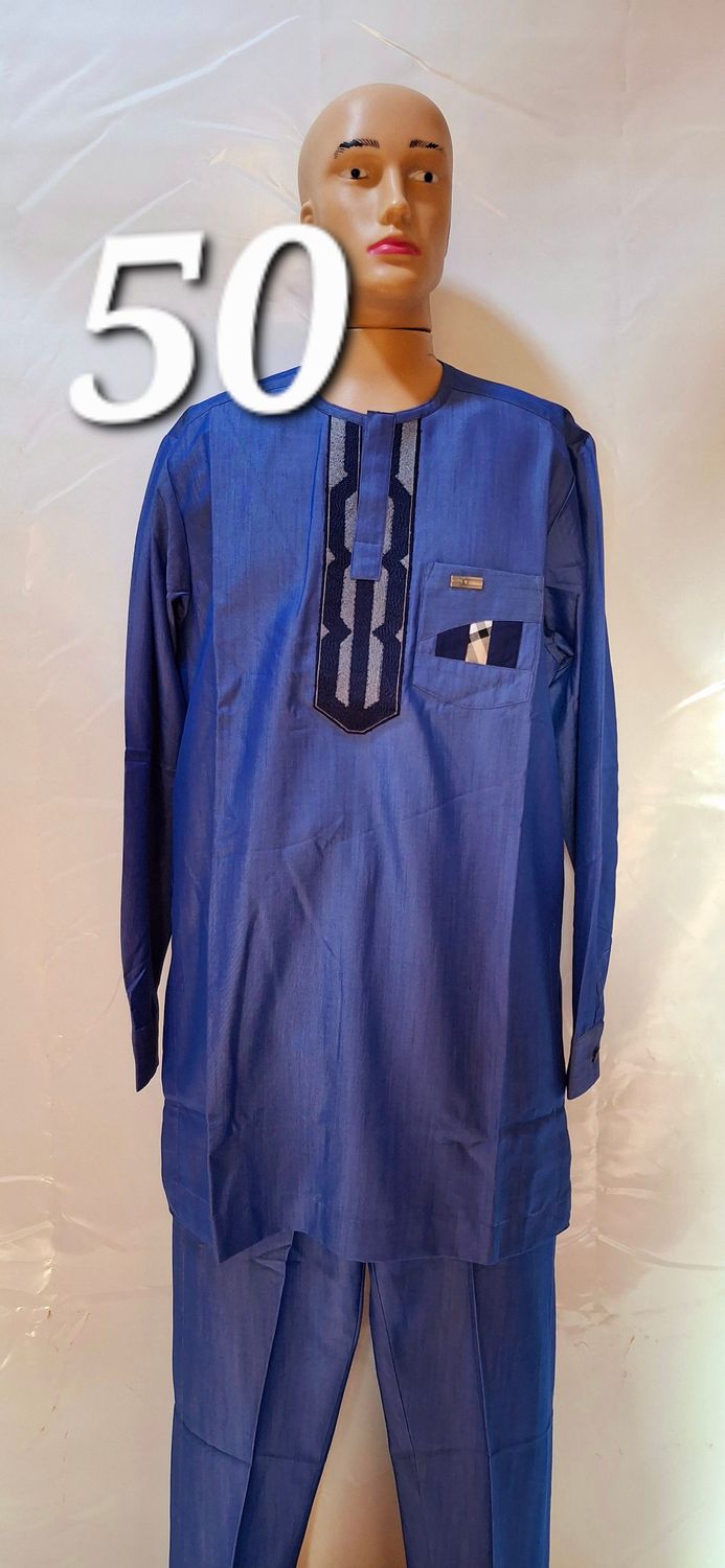 Sample African male trouser and top blue wear