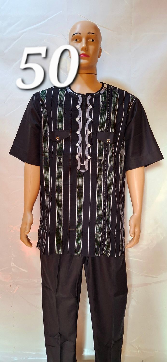 Sample black trouser and top male African wear