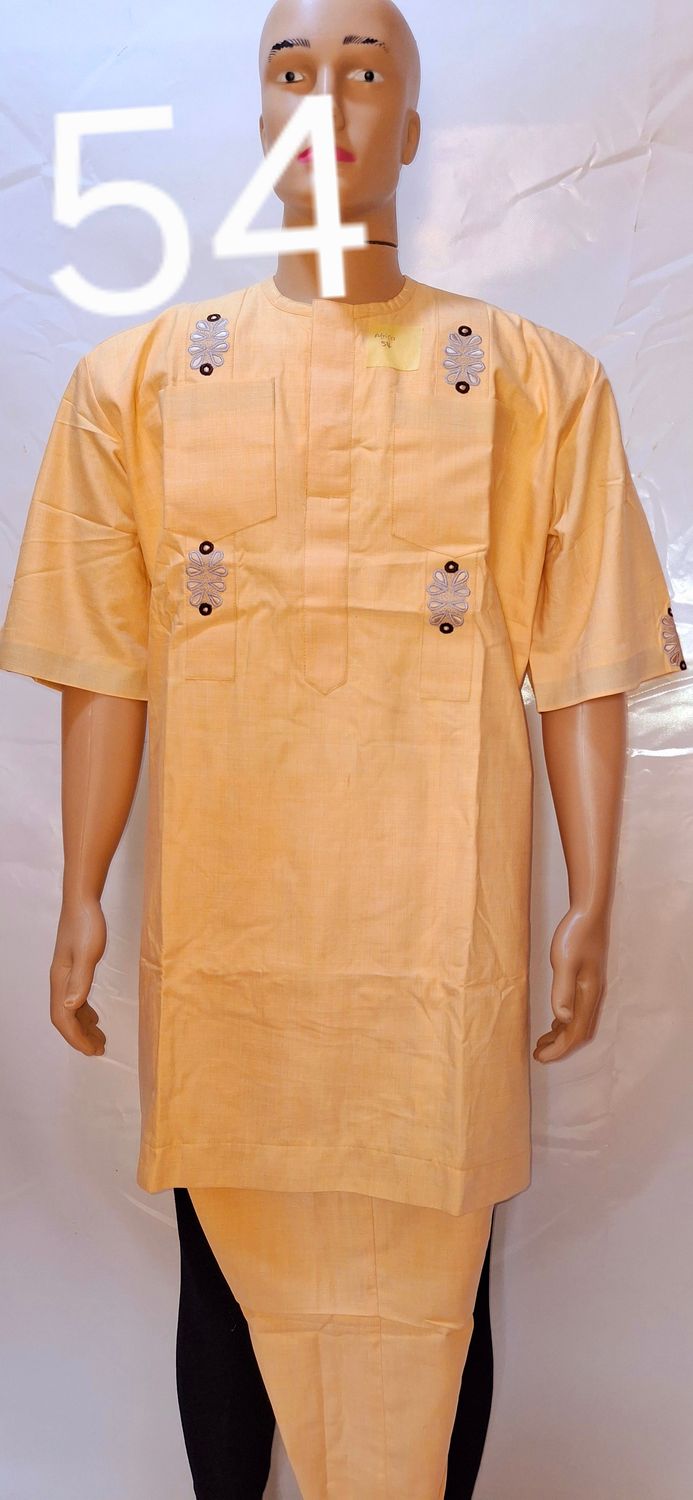 Sample pale yellow male African safari wear