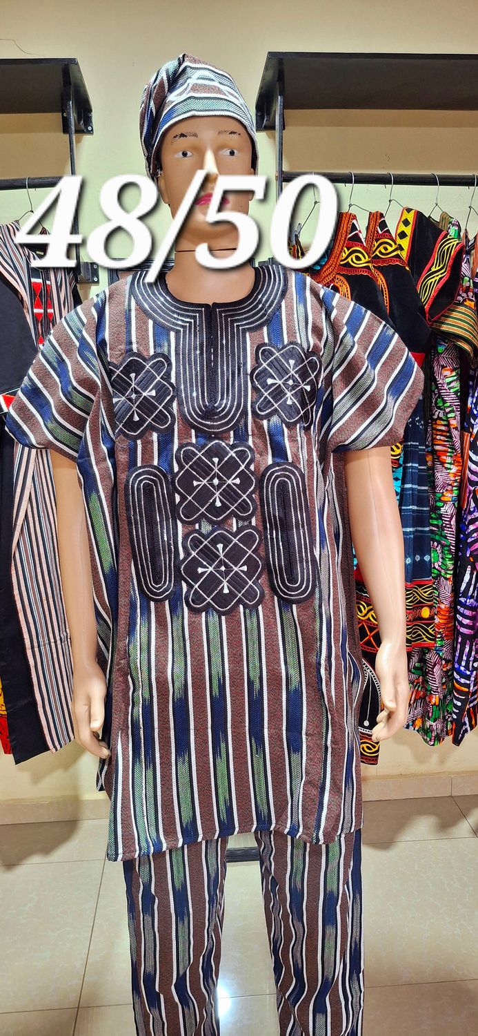 Sample coffee brown and navy blue  African traditional wear.