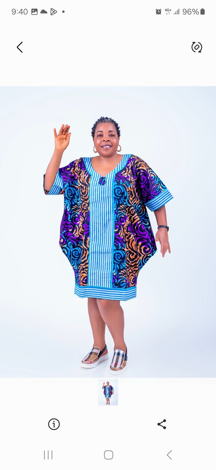 Sample Blue and purple female African short bubu gown