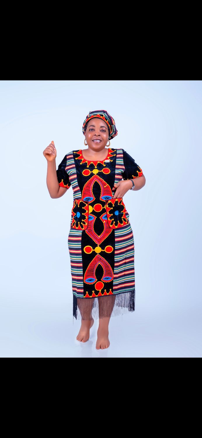 Sample female multicolored African wear