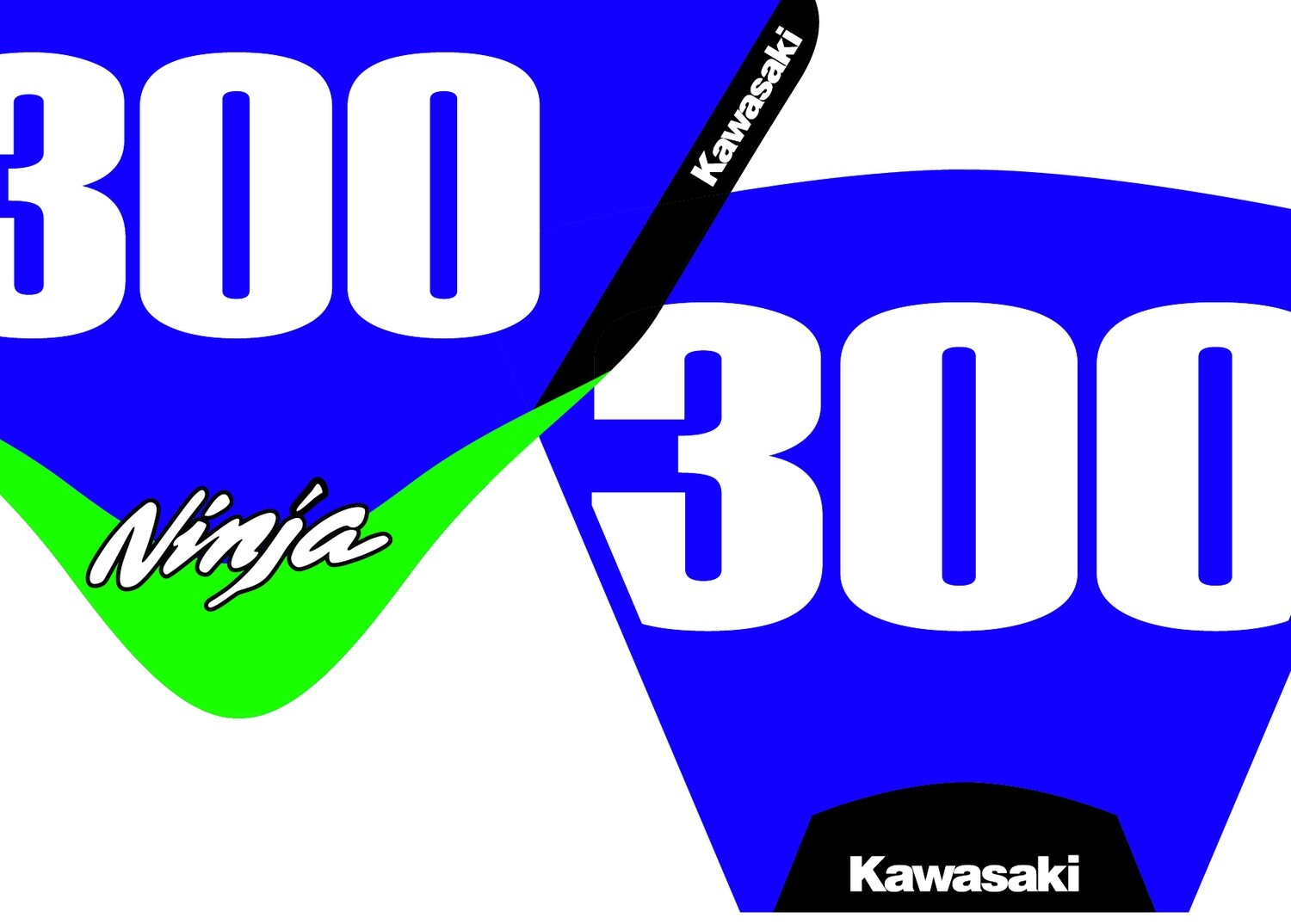 Kawasaki Ninja 300 Number plate kit, Kit Options: Complete Kit (Front &amp; Rear seat unit only)
