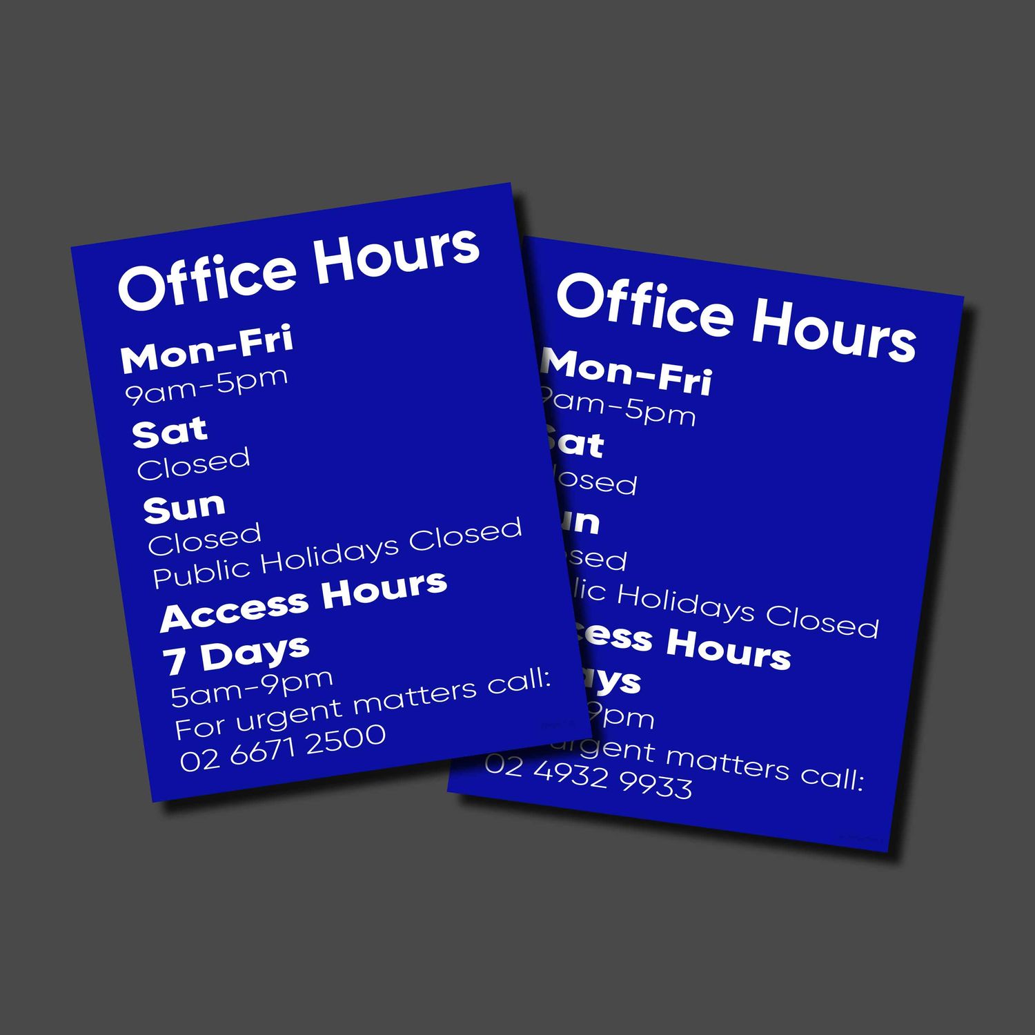 Office Hours Sign - Panel Large Blacktown