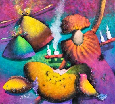 Gustavo Didacio - Musa con Pajaro y Fruta