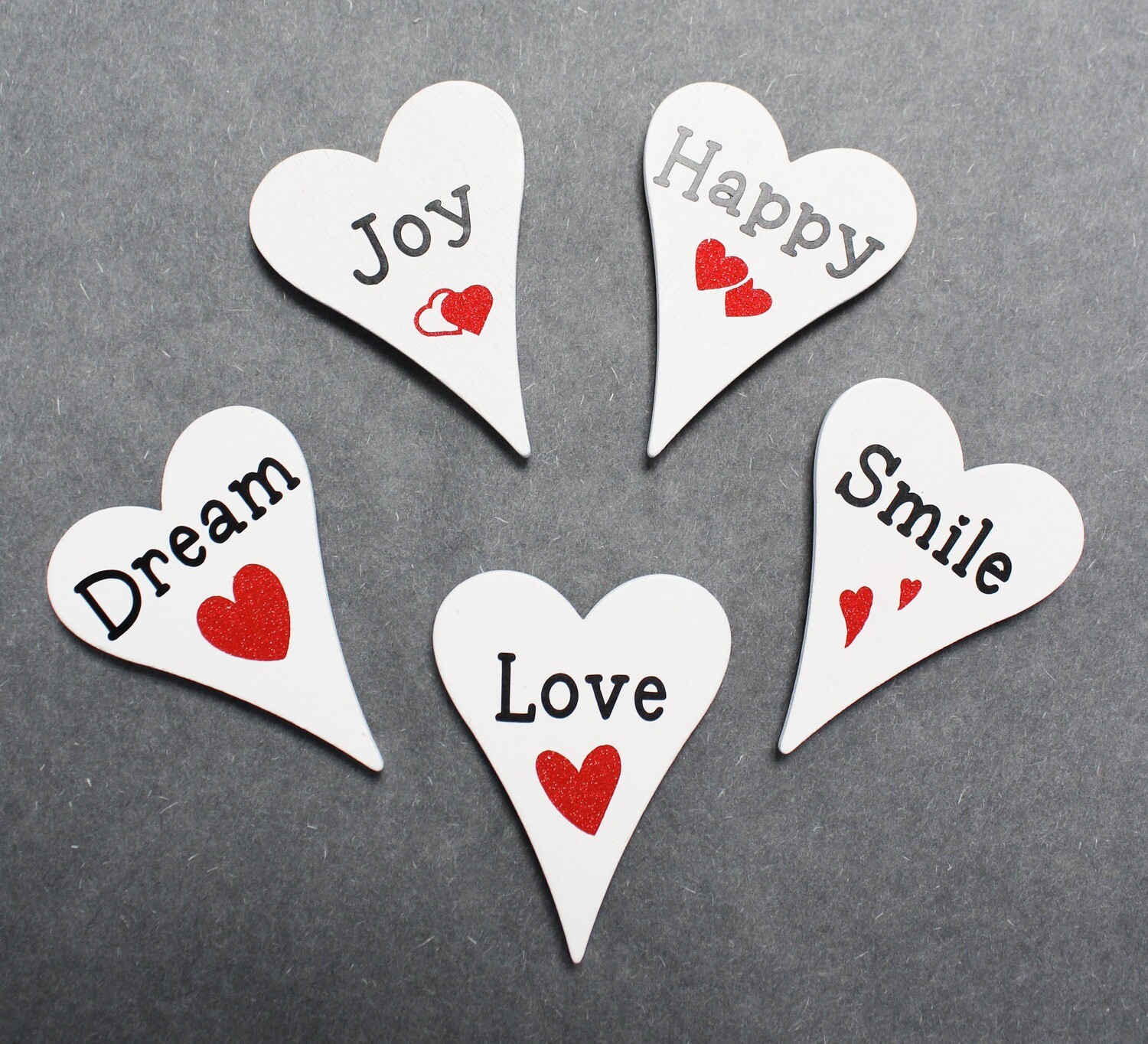 Wooden Heart Magnets - Love Dream Joy Happy &amp; Smile