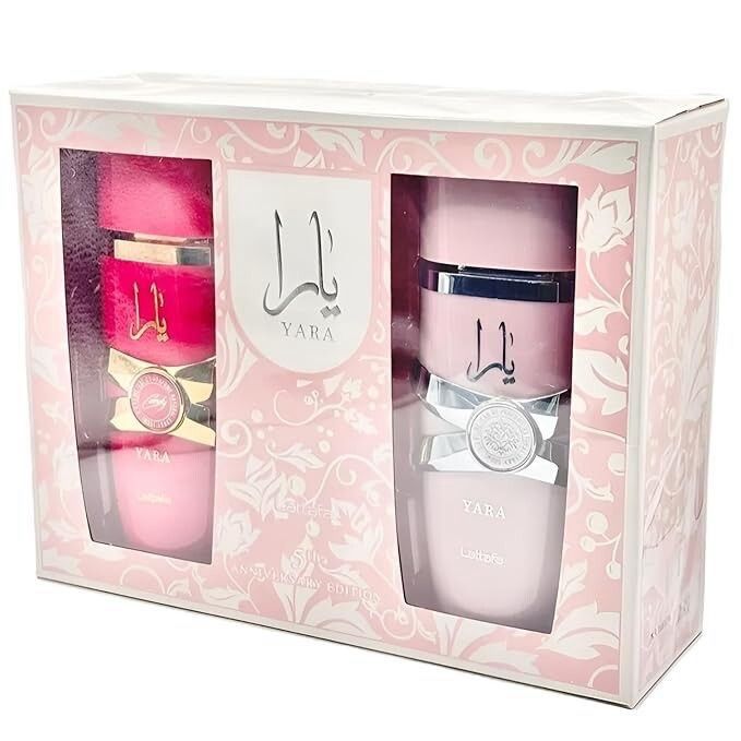 Lattafa Yara 2Pcs Gift Set ( Yara 3.4oz EDP Spray + Yara Candy 3.4oz EDP Spray ) for WOMEN