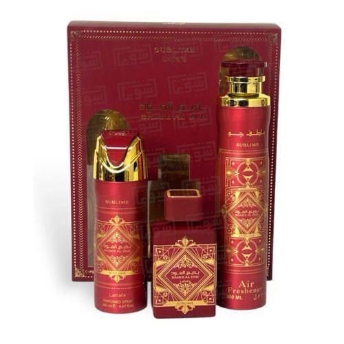 LATTAFA BADEE AL OUD SUBLIME 3 PC SET 3.4 EDP SPRAY + 6.8 DEO SPRAY + HAIR MIST