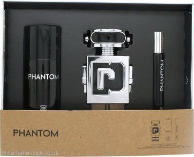 Phantom by Paco Rabanne 3Pcs Gift Set Contains ( 3.4oz EDT Spray + 5oz Deo Spray + .33oz EDT Spray ) for MEN