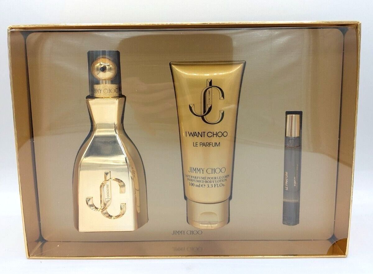 I Want Choo Le Parfum 3Pc Gift Set ( 3.4oz EDP Spray + 3.4oz B/L + .25oz Mini EDP Spray ) for WOMEN