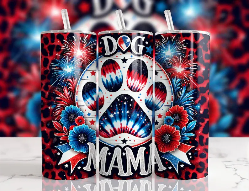 Dog Mama 4th of July Tumbler