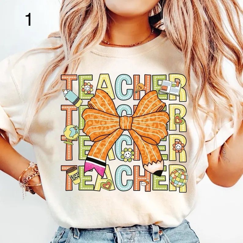Retro Pencil Bow Teacher