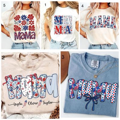 Red, White, & Blue Floral Mama