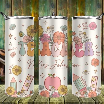 Personalized Floral Teacher Tumbler Personalized Floral Teacher Tumbler