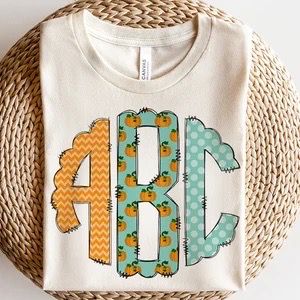 Fall Doodle Pumpkins Monogram
