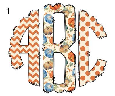Chevron Pumpkin Polka Dot Monogram