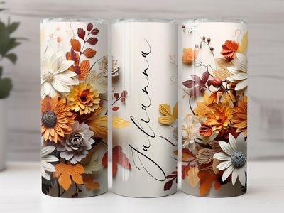 Personalized Autumn Floral Tumbler