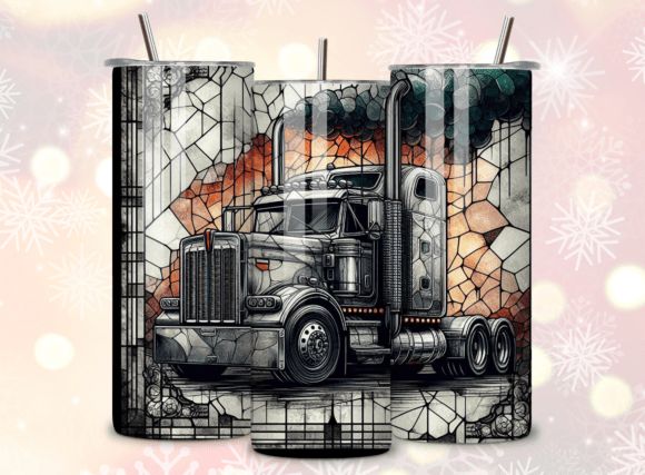 Semi-Truck Mosaic Tumbler