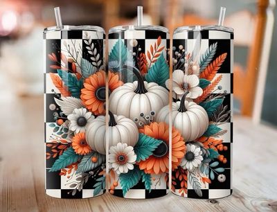 Checkered Pumpkin Tumbler