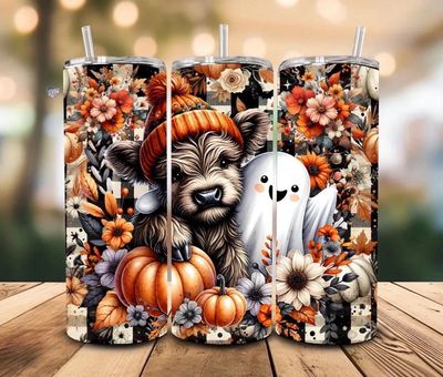 Highland Cow & Ghost Fall Besties Tumbler Highland Cow & Ghost Fall Besties Tumbler