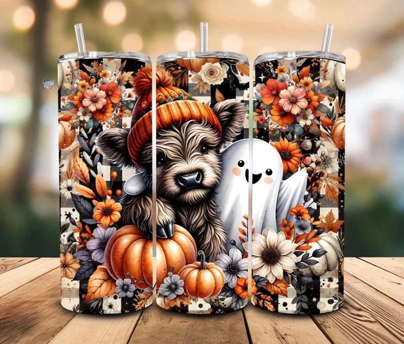 Highland Cow & Ghost Fall Besties Tumbler