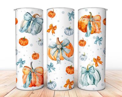 Blue Bows & Pumpkins Tumbler