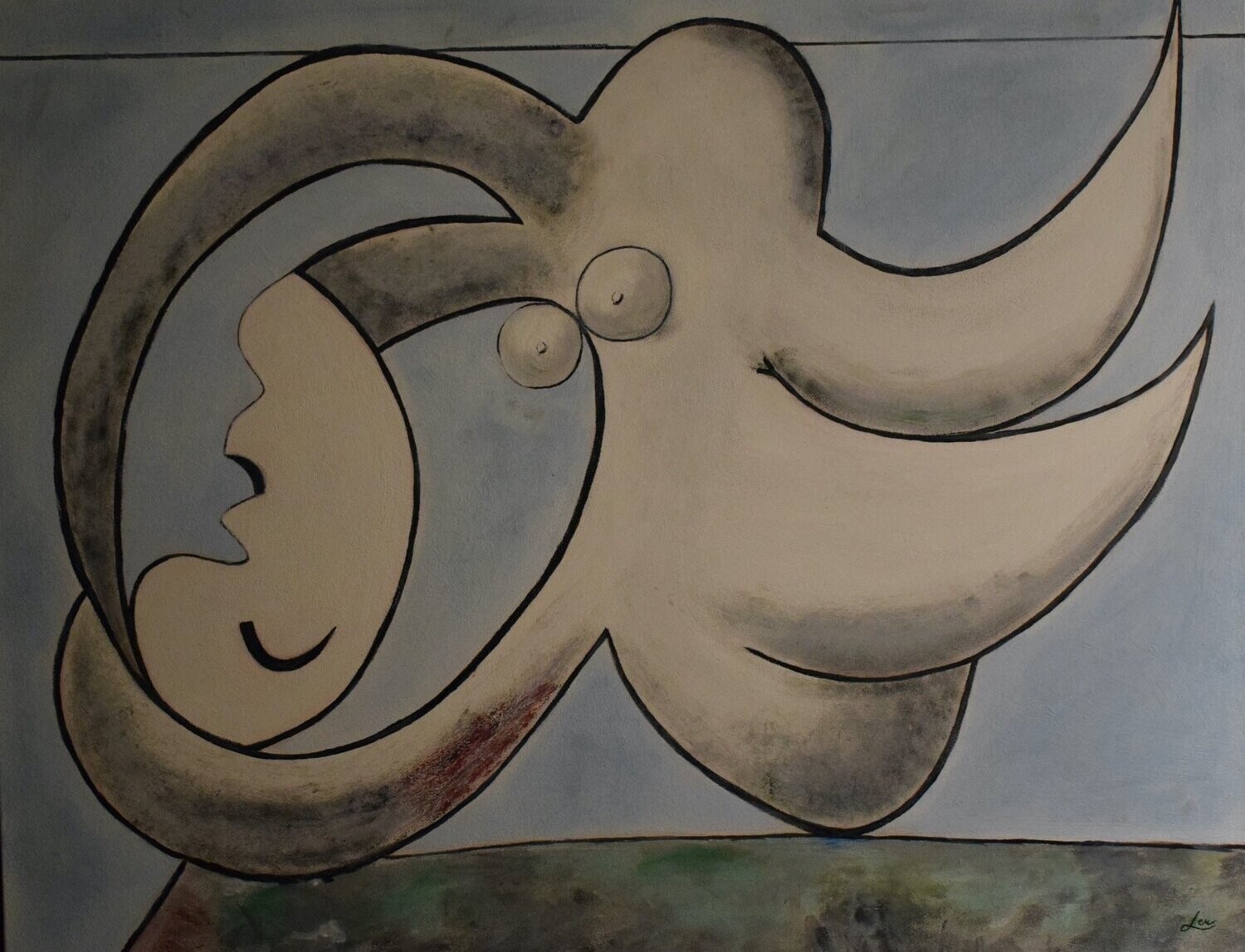 Femme Nue Couchee Reproduction in oil
