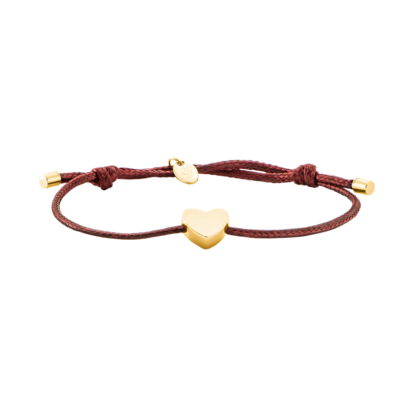 Armband Lilja – Heart | Bordeauxrot – Gold